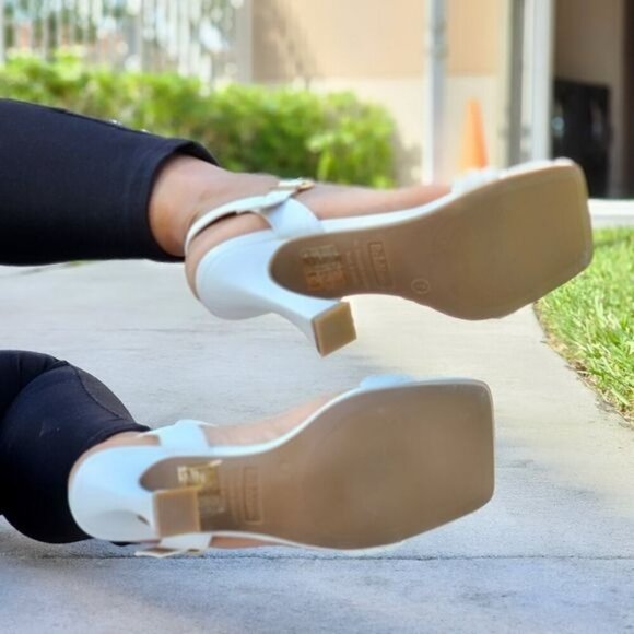 Women's Braided Single Band Ankle Strap Sandals White Color - Picture 5 of 6